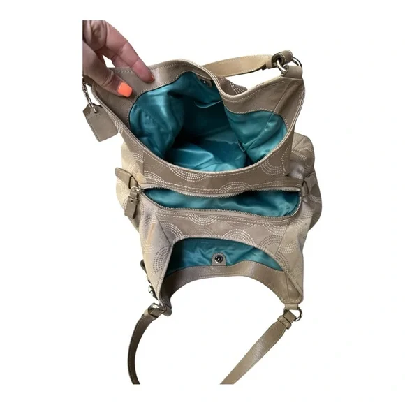 Coach Metallic Leather Beige Shoulder Bag - Picture 3 of 7